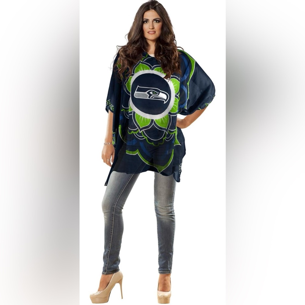 Seattle Seahawks Sheer Caftan w/Flower Design